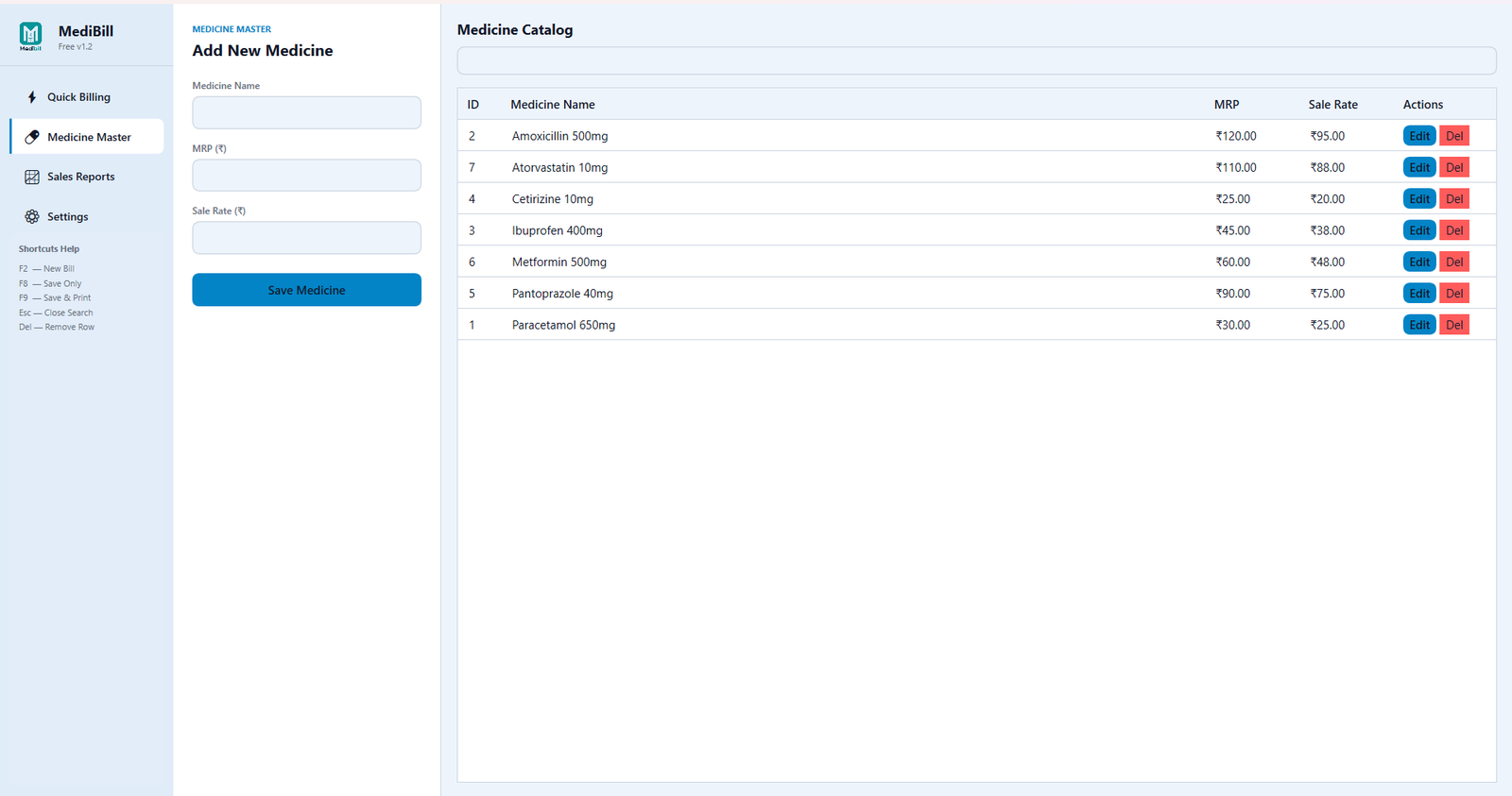 MediBill Lite Medicine Database Setup