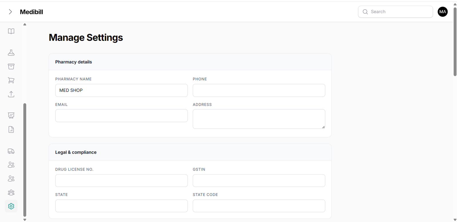 MediBill Standard Shop Customization Setup